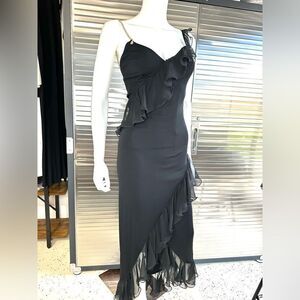Jiki Monte Carlo France Sheer Ruffle Crystal Statement Formal Dress 4